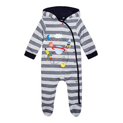 bluezoo Baby boys' grey space applique all in one